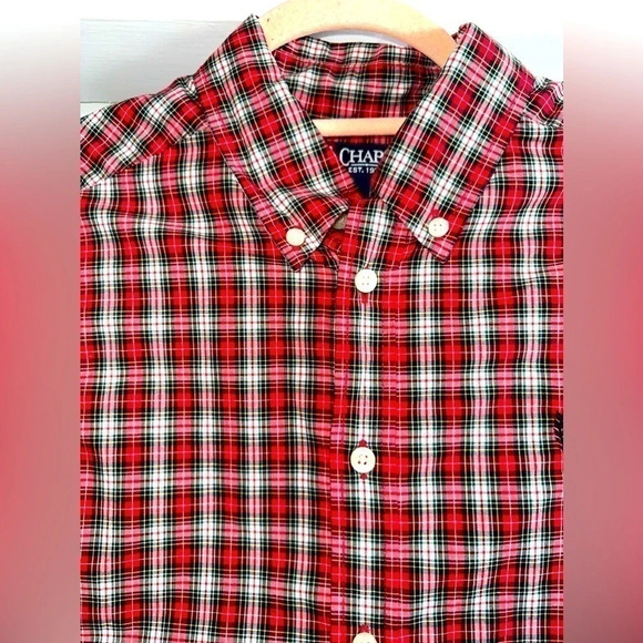 Chaps Red, Green & White Long Sleeve Button up (Boys) - Picture 4 of 8